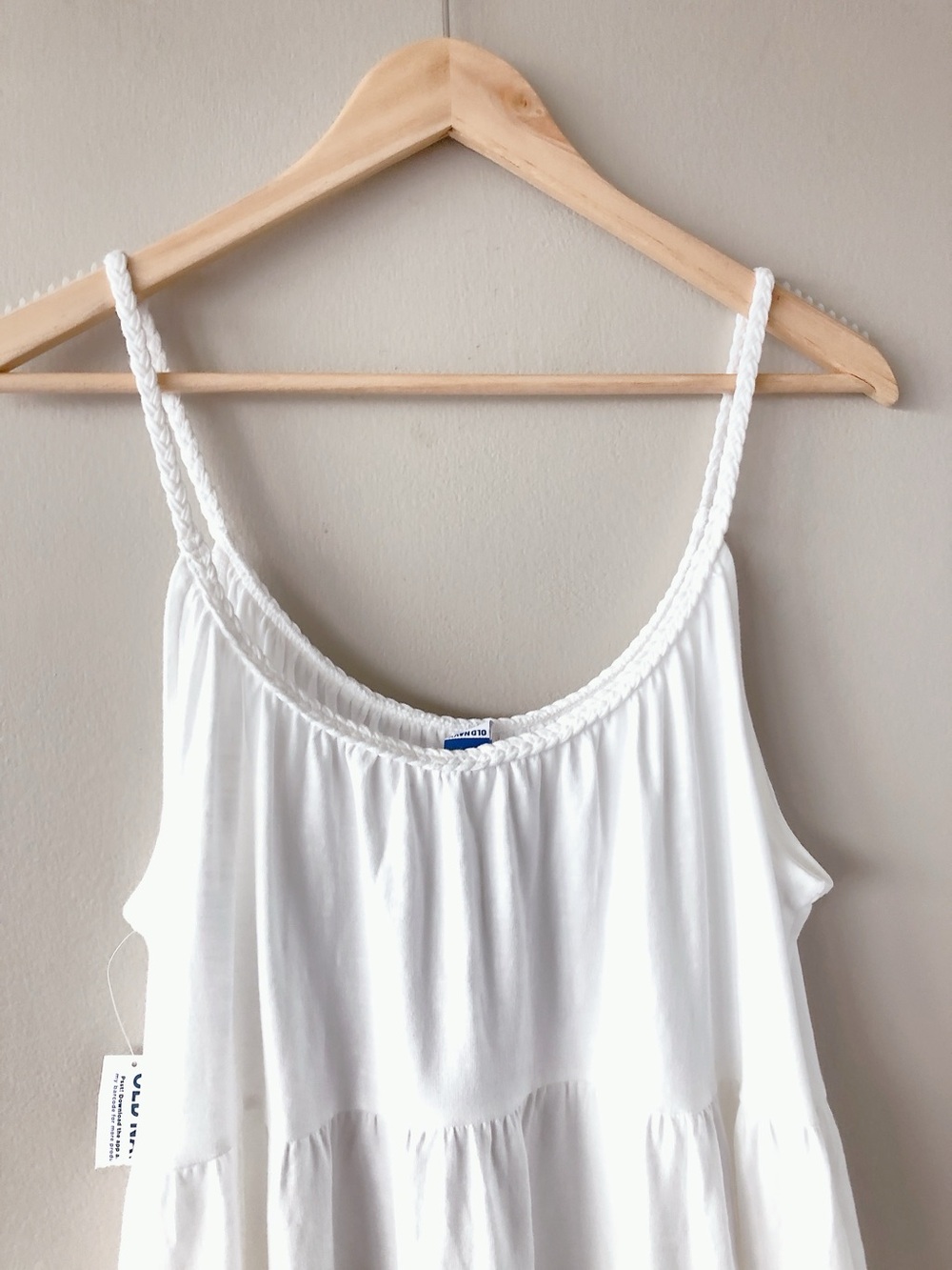 Old Navy Braided-Strap Tiered Mini White Swing Dress women’s size large - Picture 6 of 14